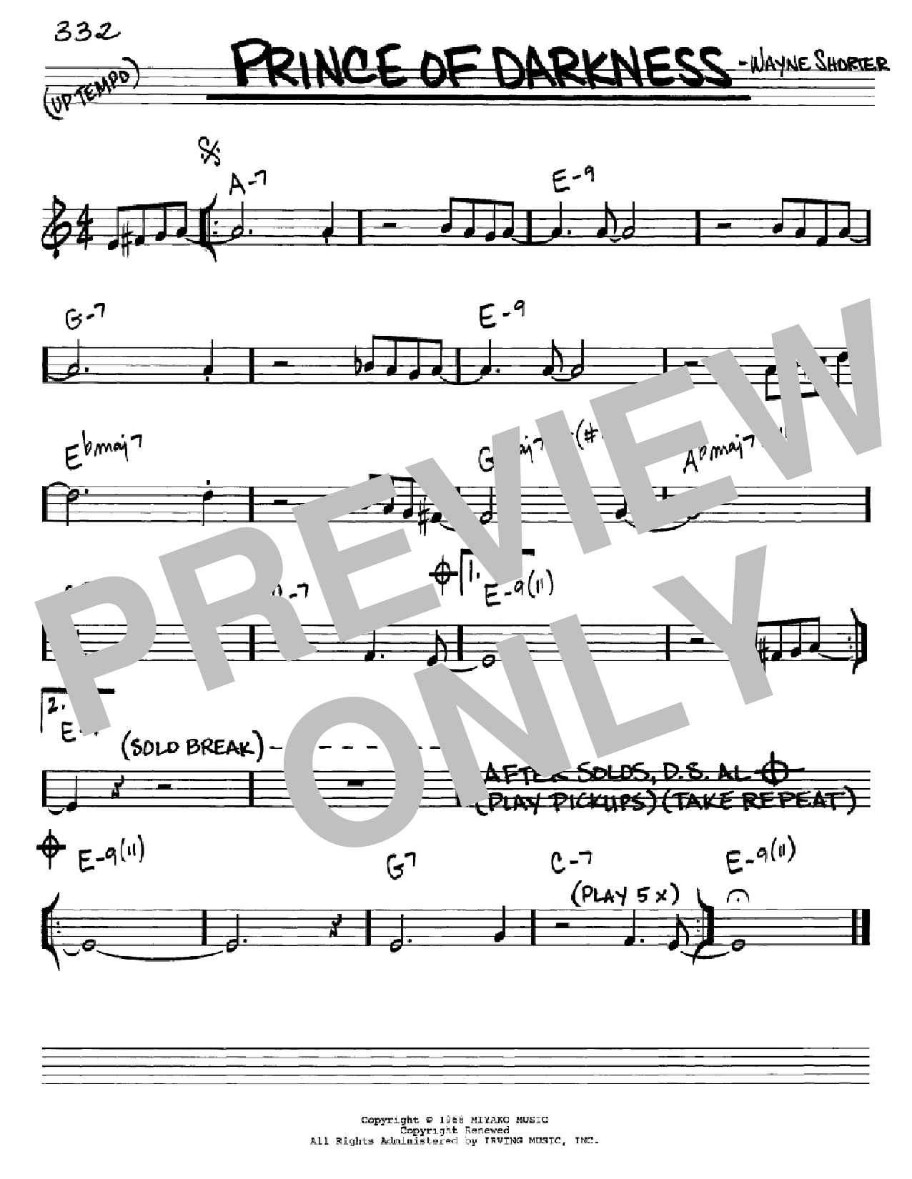 Wayne Shorter Prince Of Darkness Sheet Music