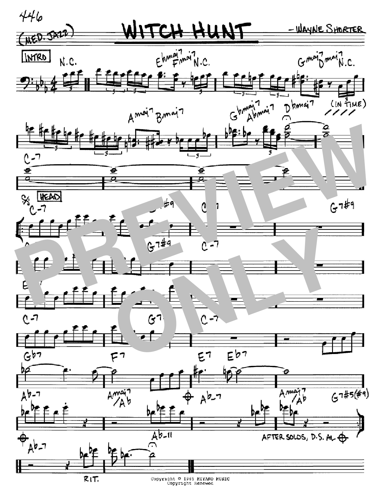 Wayne Shorter Witch Hunt Sheet Music