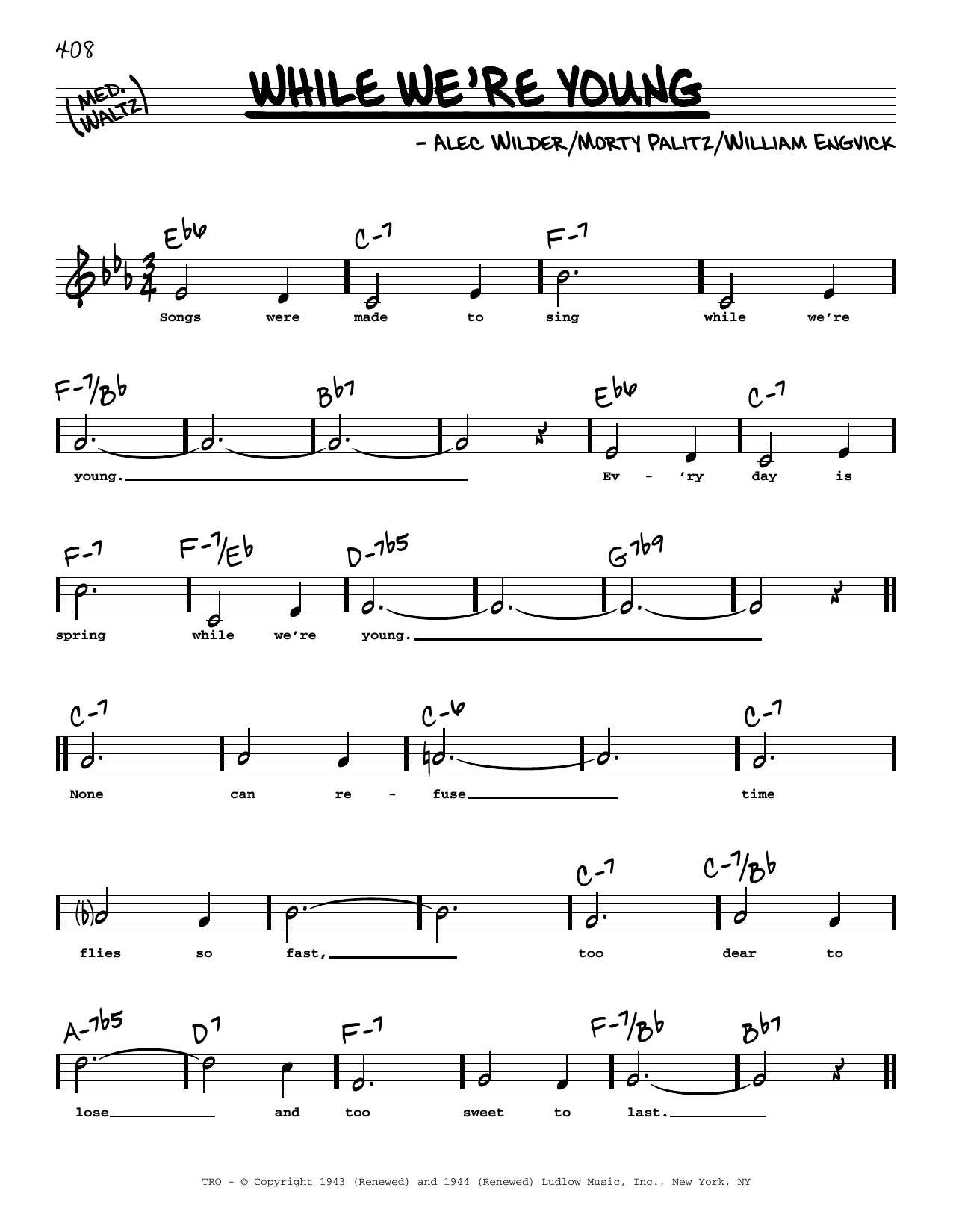 William Engvick While We're Young (High Voice) Sheet Music