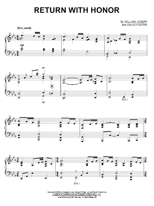 William Joseph Return With Honor Sheet Music