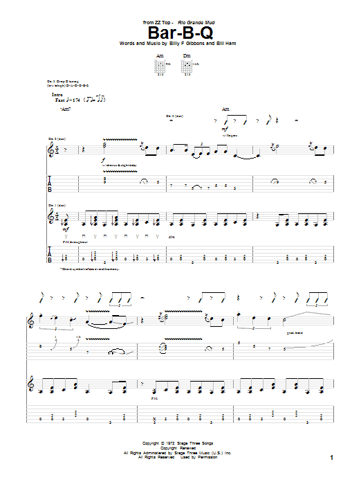 ZZ Top Bar-B-Q Sheet Music