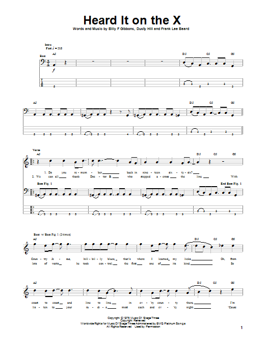 ZZ Top Heard It On The X Sheet Music