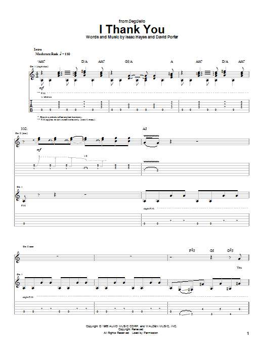ZZ Top I Thank You Sheet Music