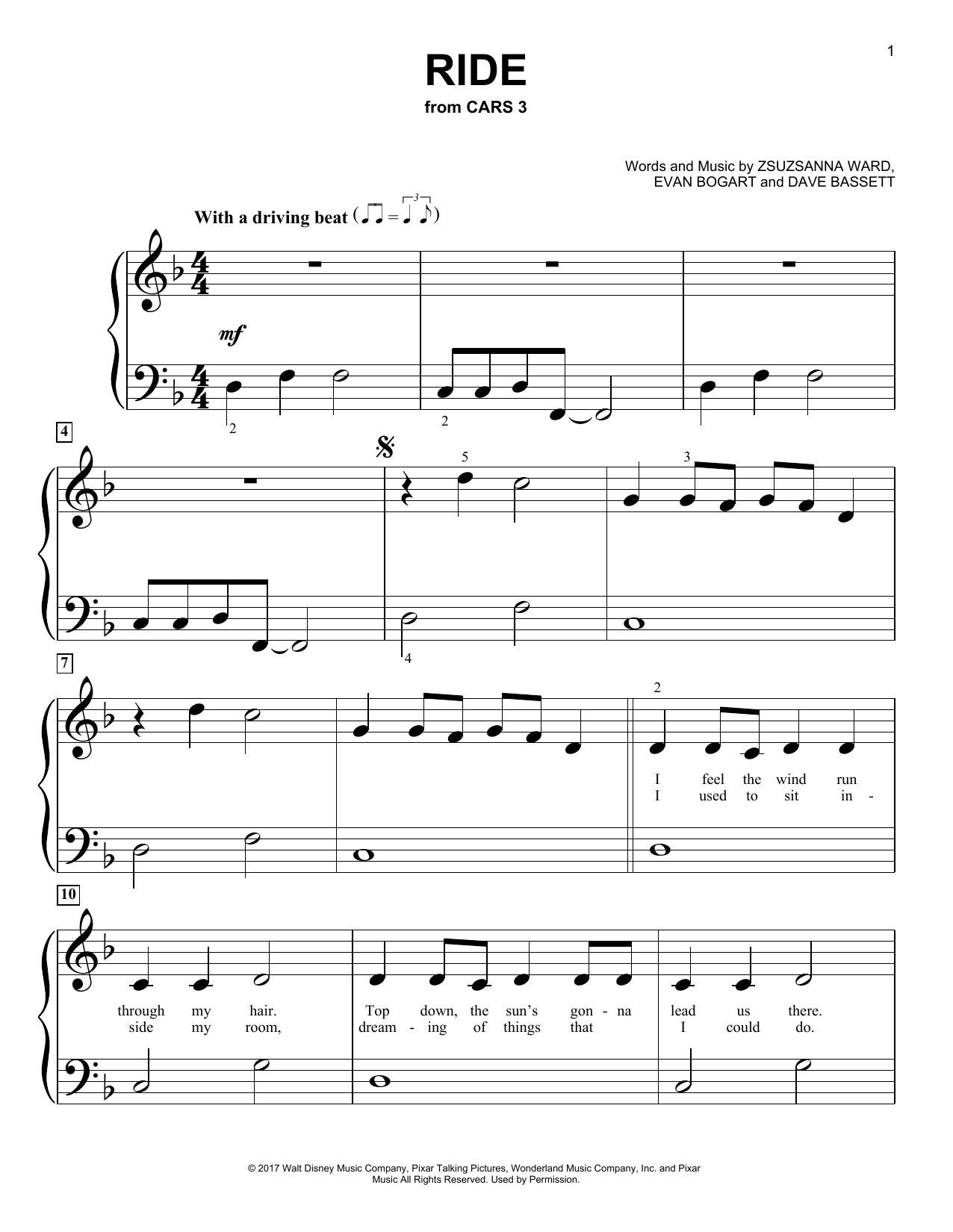 ZZ Ward featuring Gary Clark Jr. Ride (from Cars 3) Sheet Music